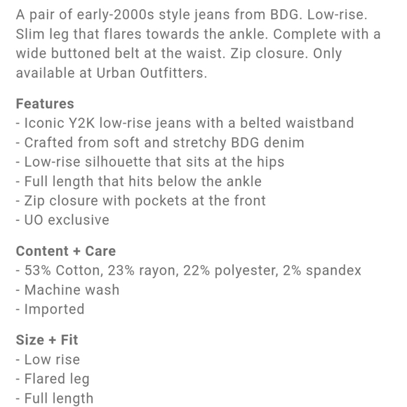 BDG Y2K Belted Flare Jean Size 27 Black please read description - Picture 15 of 16